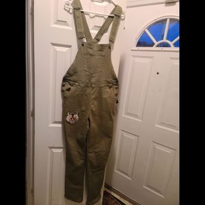 Boohoo Custom Khaki Overalls